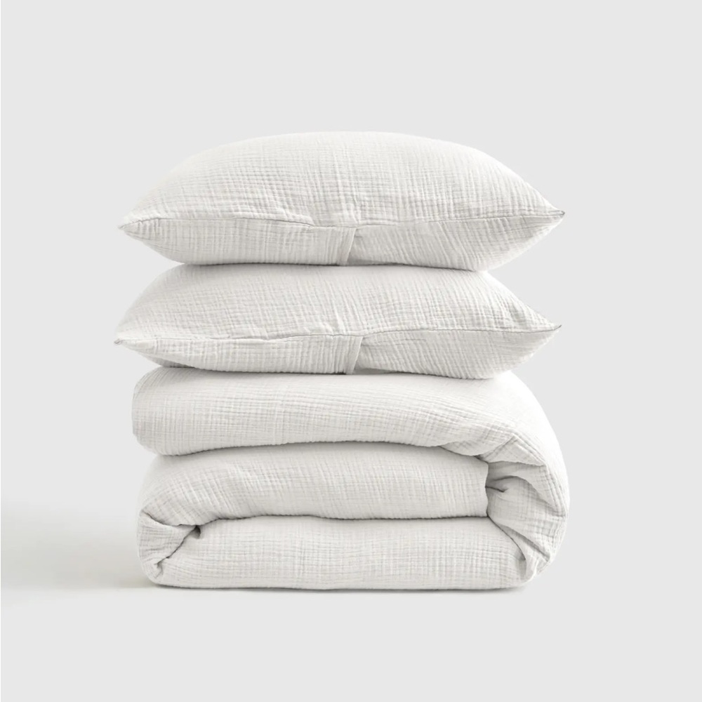 NWOT QUINCE Organic Airy Gauze Duvet Cover Set White King/Cal King
